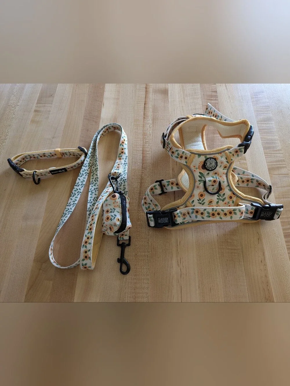 Yellow Sunflower Kids Dog Harness & Leash Set